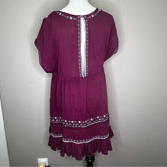 FREE PEOPLE Sunrise Wanderer maroon Mini Dress - Picture 3 of 7